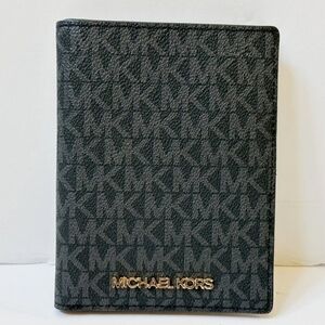 NWT: Michael Kors Monogram Black and Gray Passport Holder